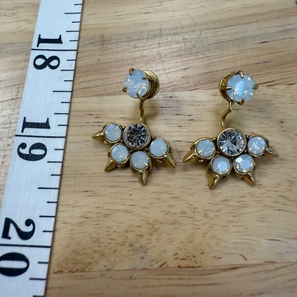Stella & Dot Gold-Tone Crystal & Moonstone Spike Jacket Style Earrings - Picture 2 of 9